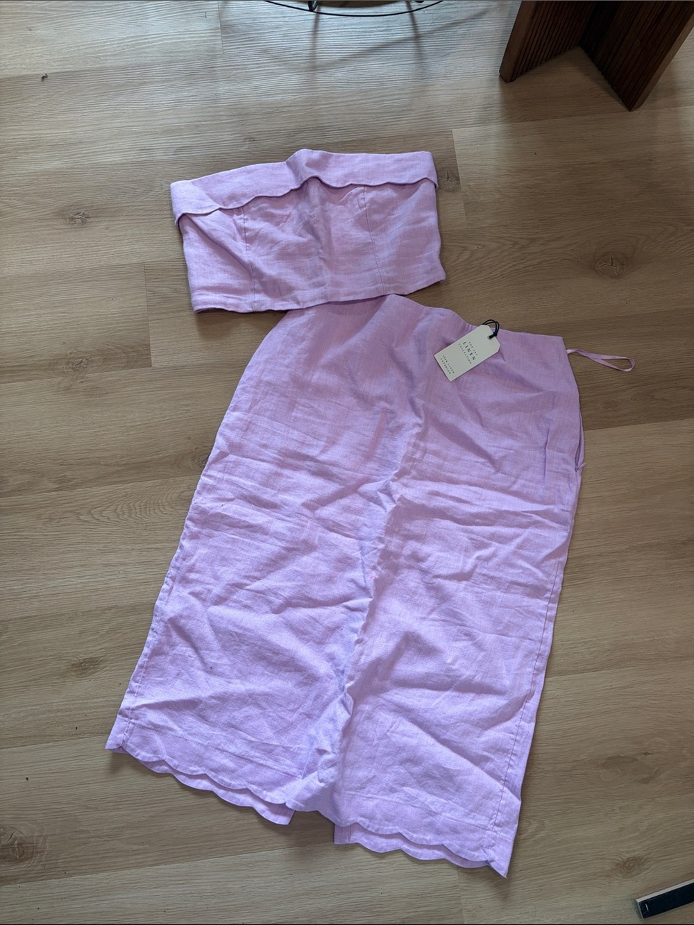 Abercrombie & Fitch Lilac Strapless Scallop-Hem Skirt Set